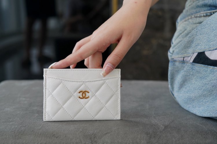 Chanel classic card holder white cowhide Imported channel custom calfskin