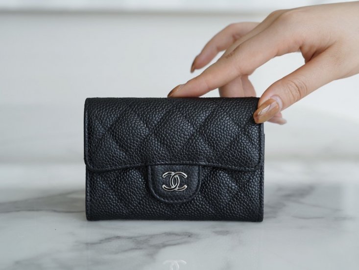 Chanel classic card bag black silver imported from France original calfskin