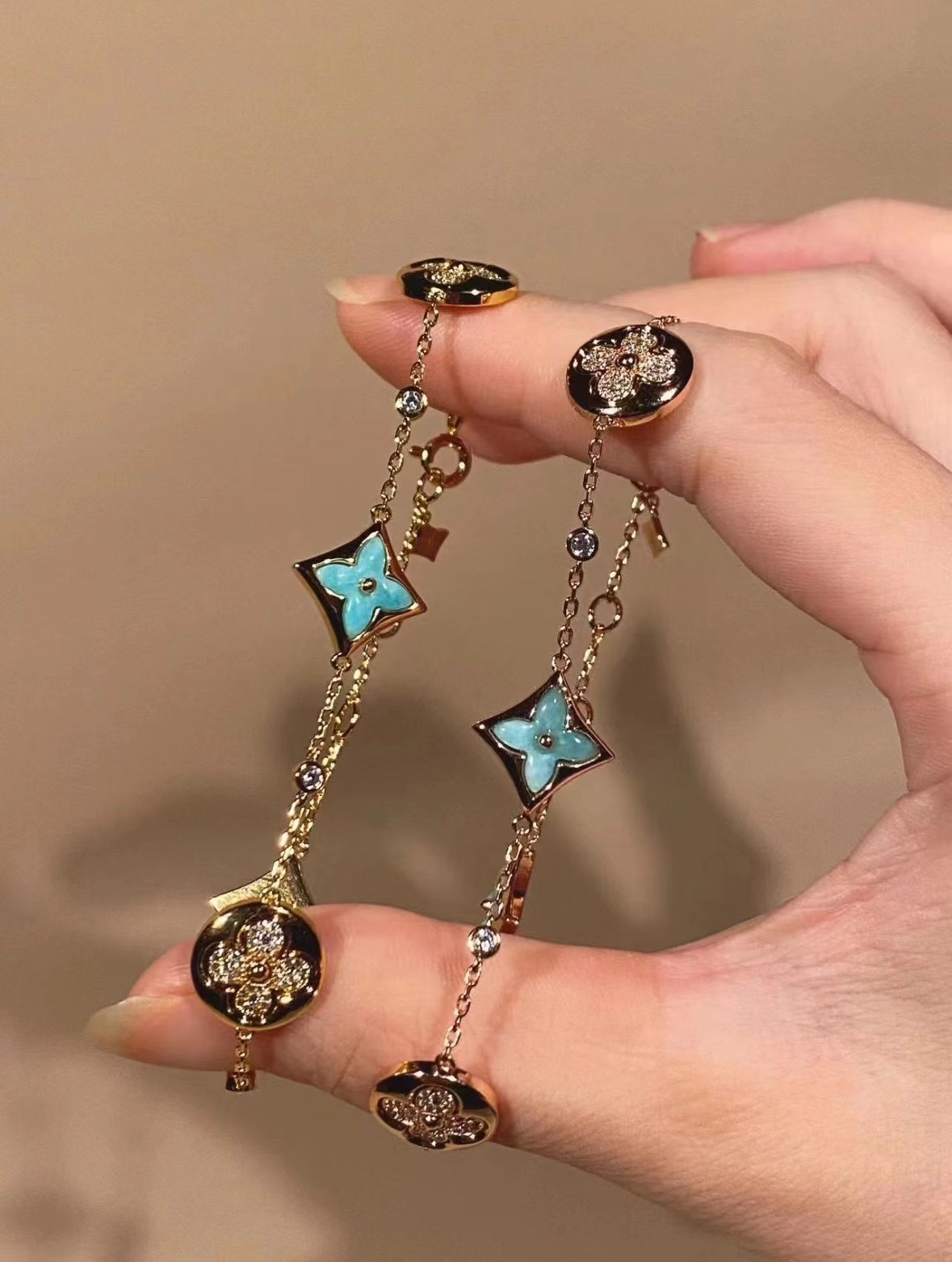 Amazonite Bracelet with diamonds