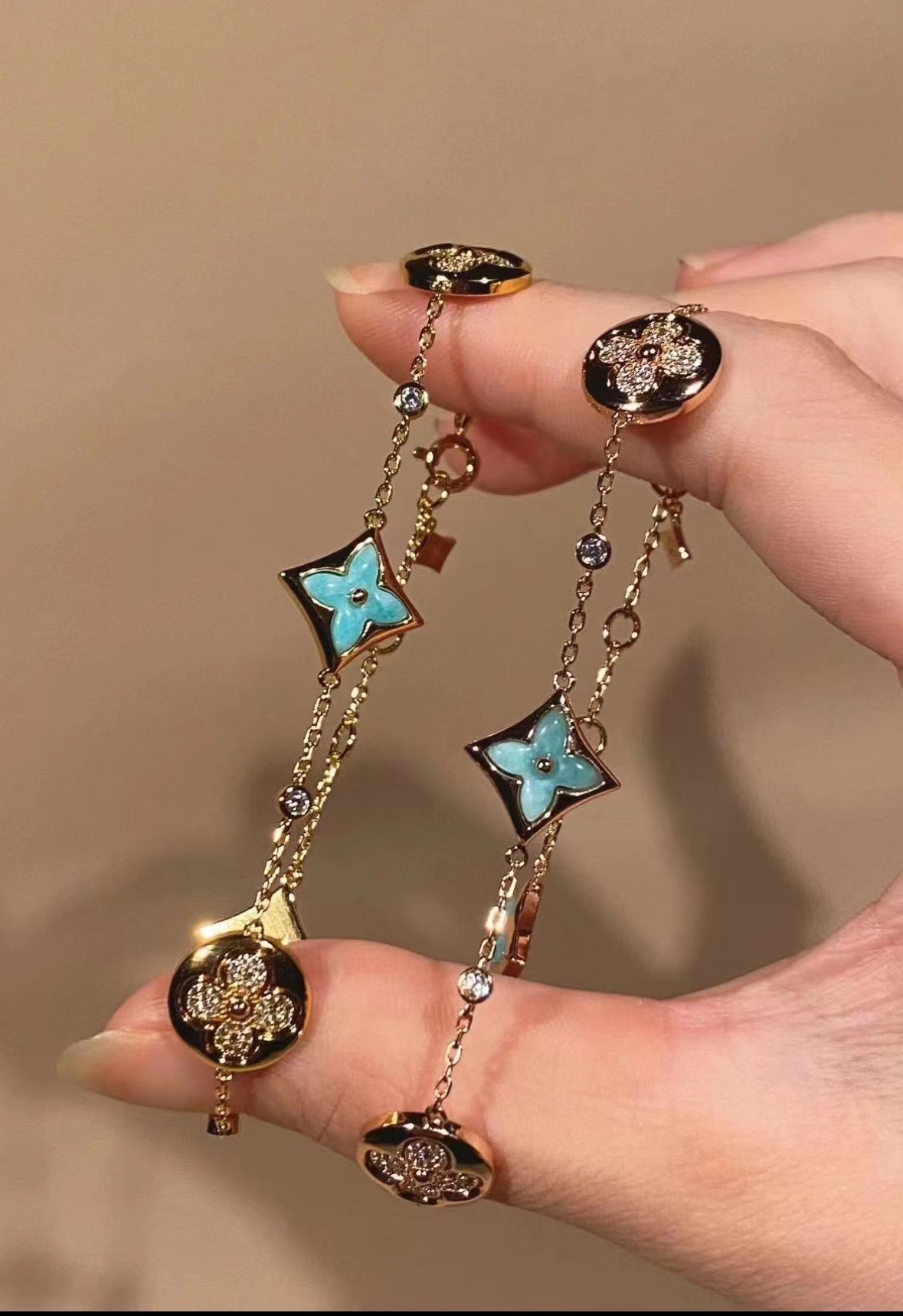 Amazonite Bracelet with diamonds