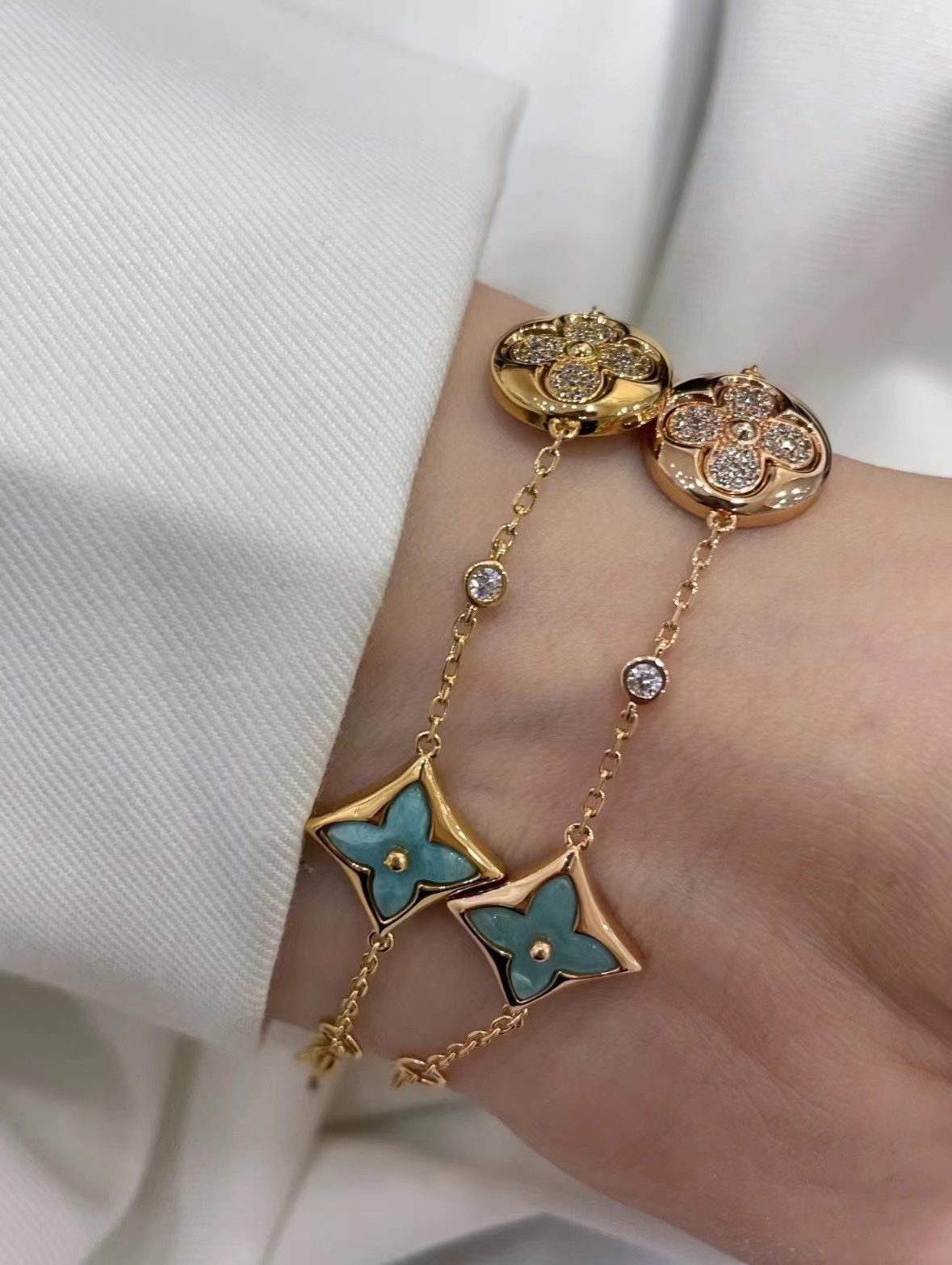 Amazonite Bracelet with diamonds