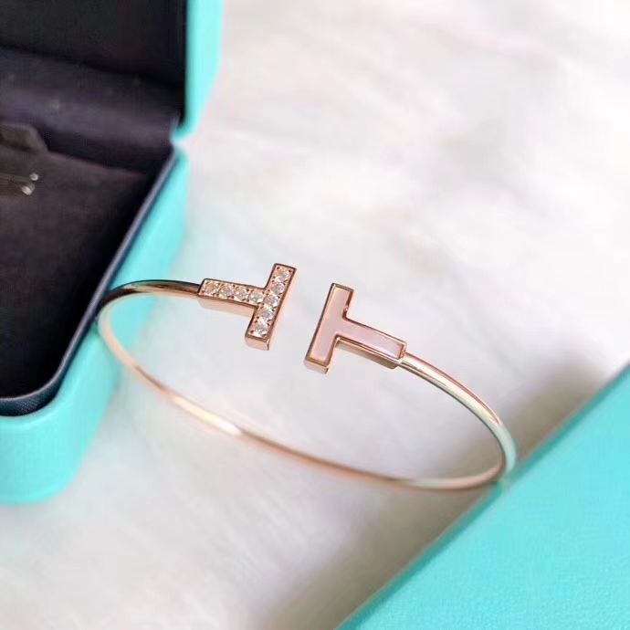 T Bracelet with Mother of Pearl and Diamonds
