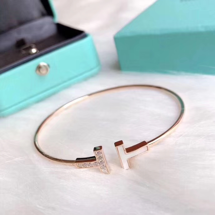 T Bracelet with Mother of Pearl and Diamonds