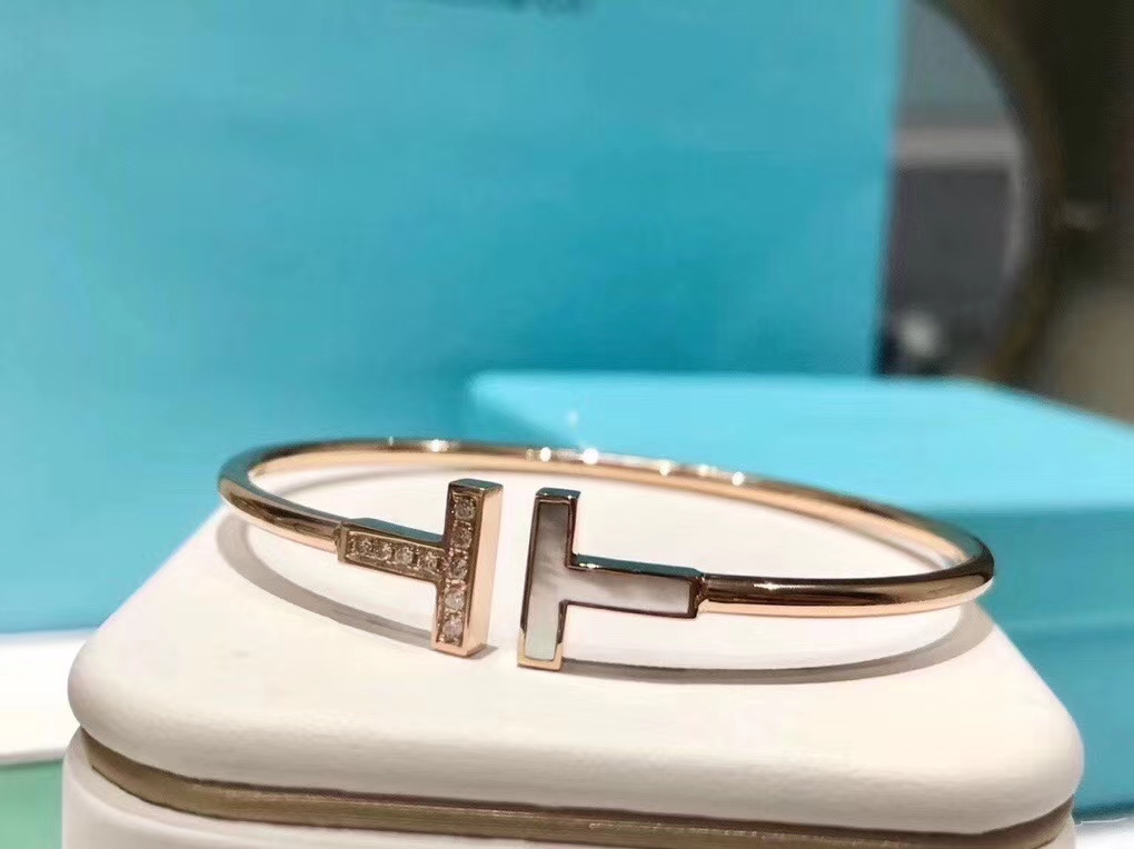 T Bracelet with Mother of Pearl and Diamonds