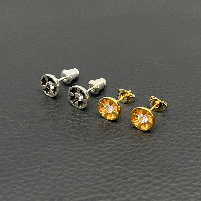 Concave Cross Flower Flat Earrings