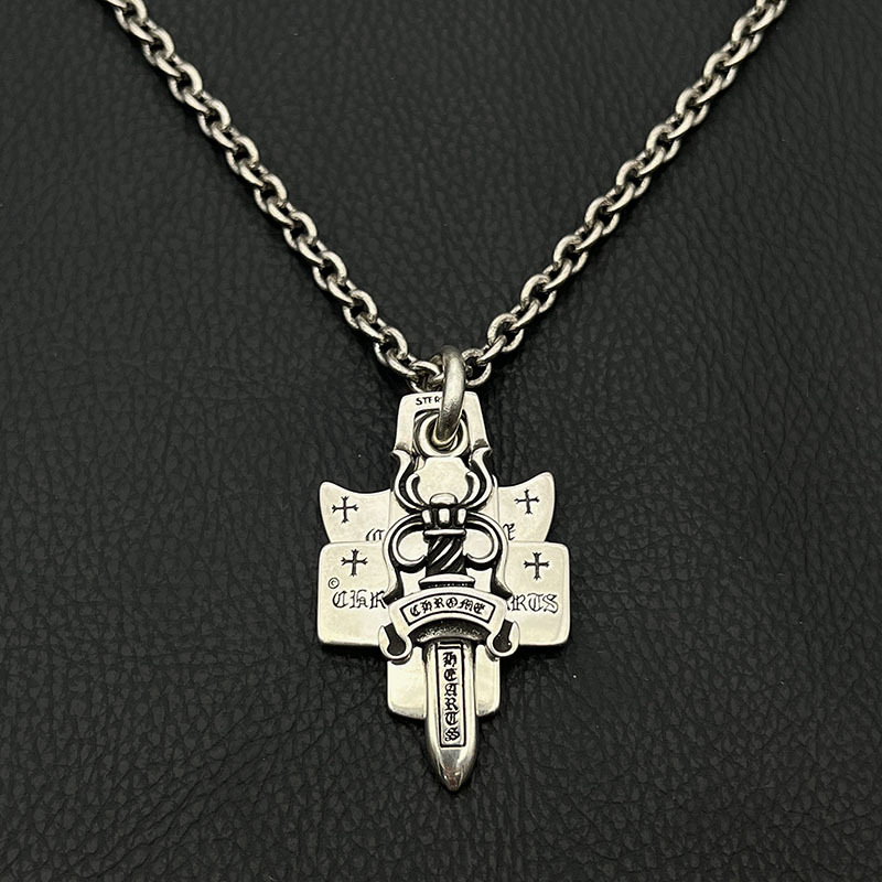 Three-element Sword Cross Pendant Necklace