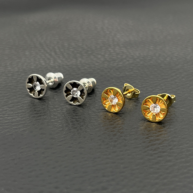 Concave Cross Flower Flat Earrings