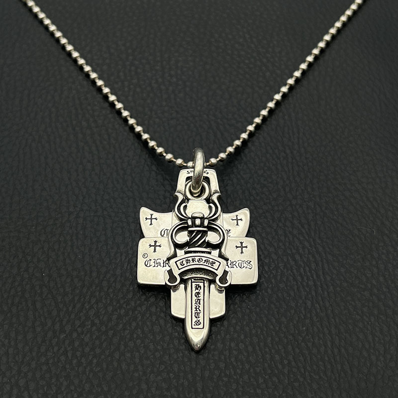 Three-element Sword Cross Pendant Necklace