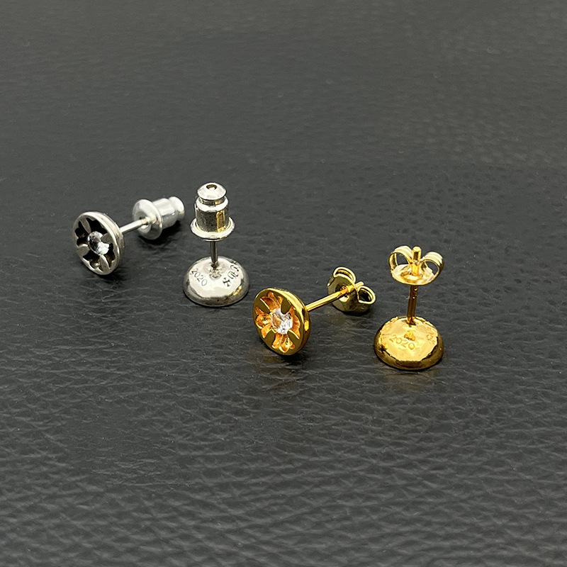 Concave Cross Flower Flat Earrings