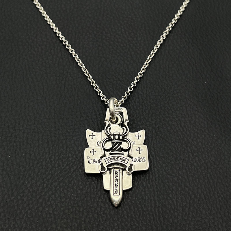Three-element Sword Cross Pendant Necklace