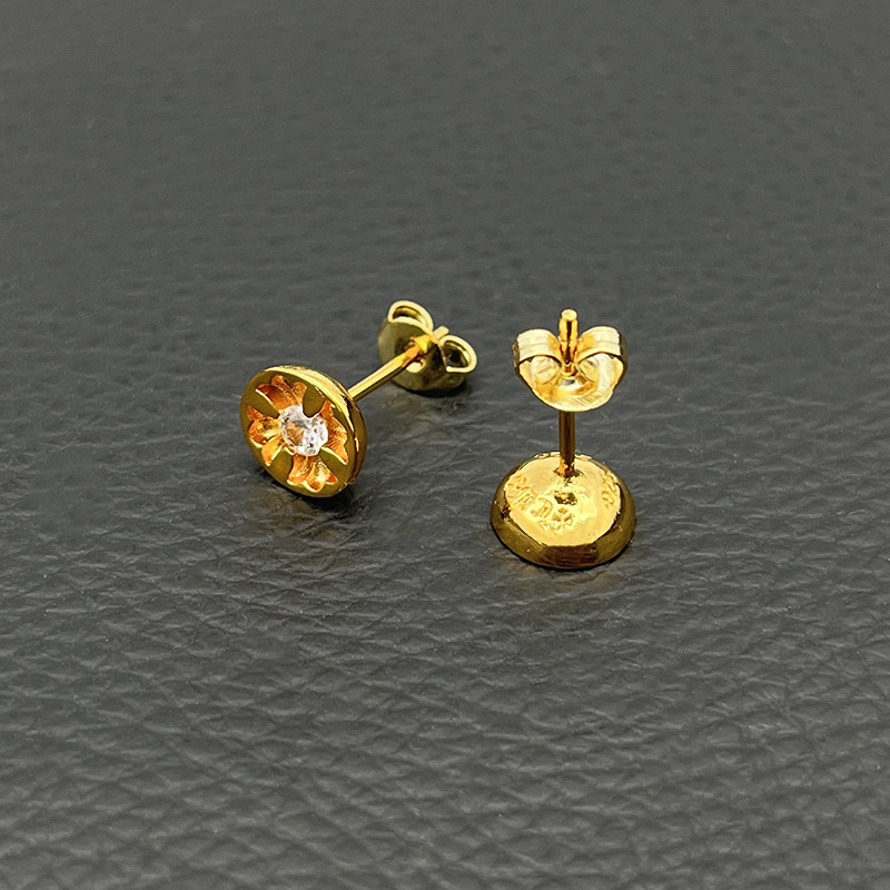 Concave Cross Flower Flat Earrings