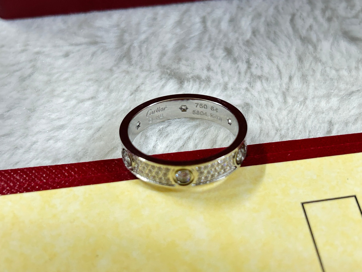 Love Ring with Big Diamond and 3 Row Diamonds
