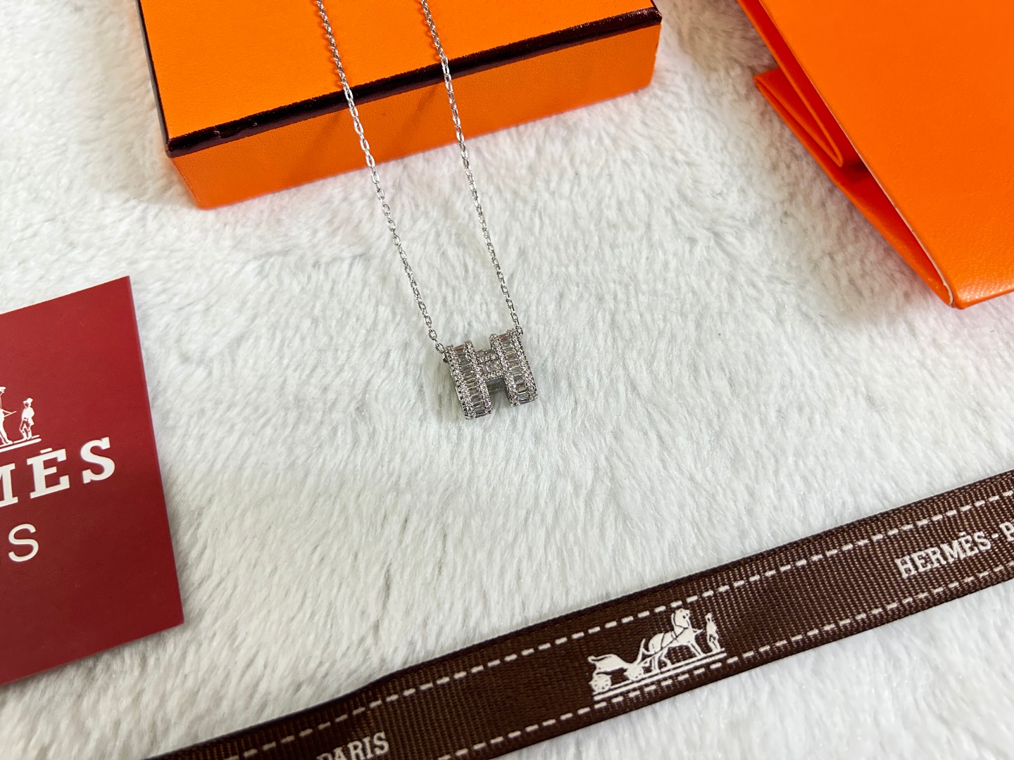 H Pendant Necklace with diamonds