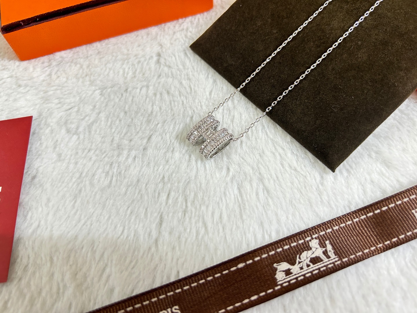 H Pendant Necklace with diamonds