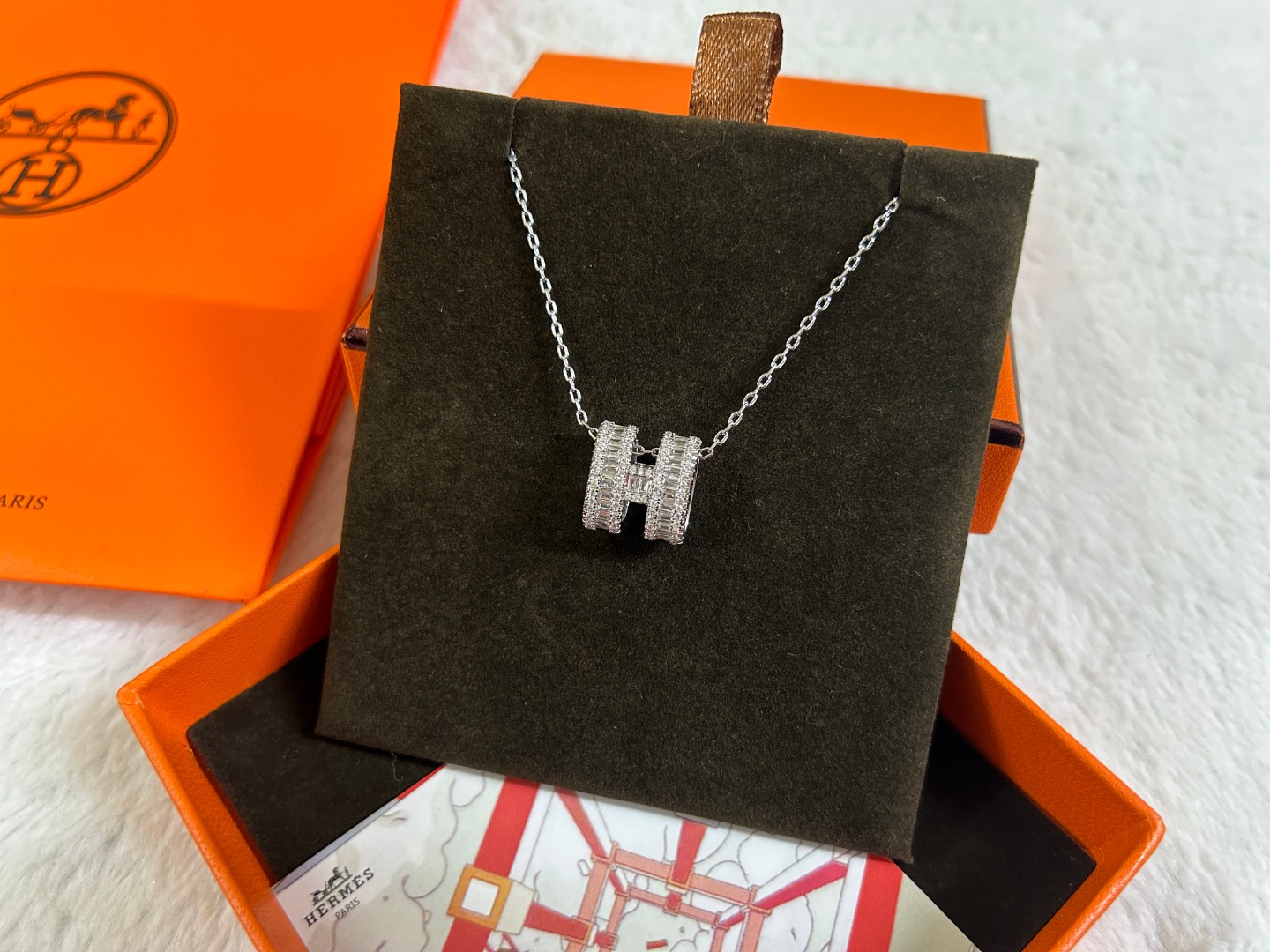 H Pendant Necklace with diamonds