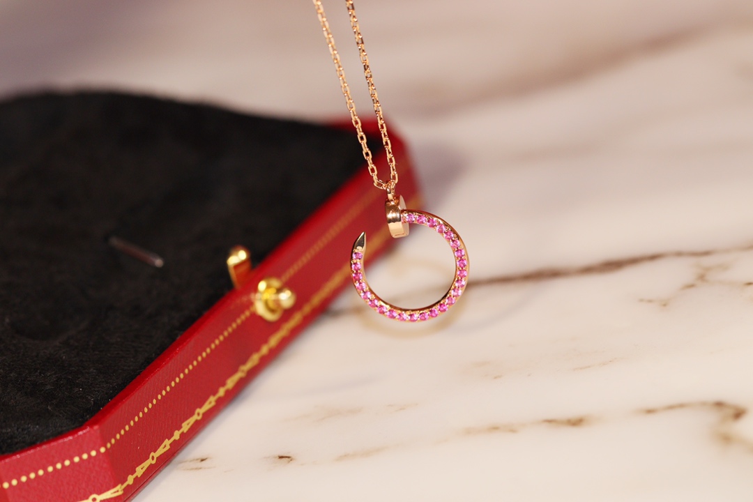 Nail Necklace with Pink Diamonds
