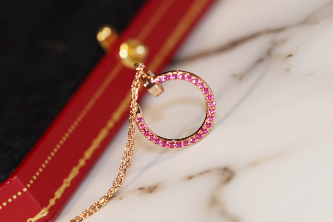 Nail Necklace with Pink Diamonds