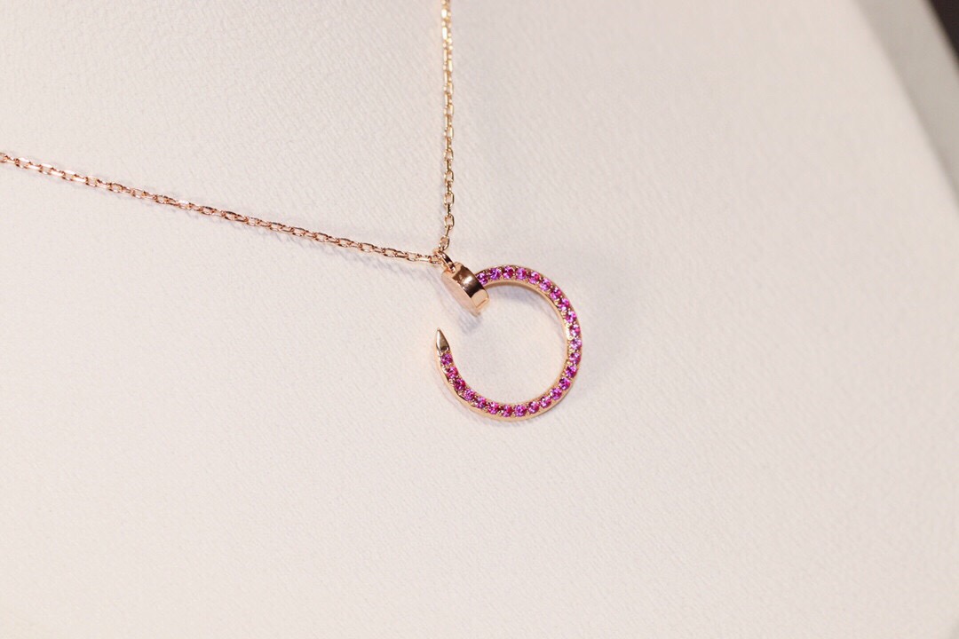 Nail Necklace with Pink Diamonds