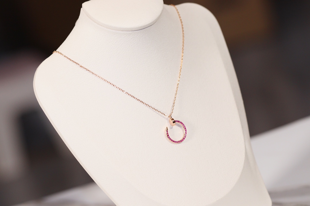 Nail Necklace with Pink Diamonds