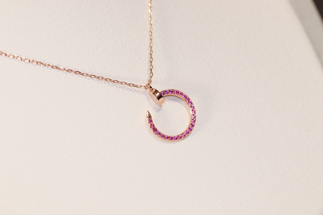 Nail Necklace with Pink Diamonds