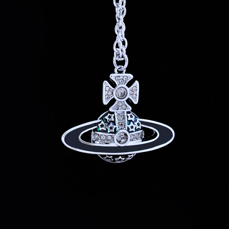 Black Paint Saturn necklace