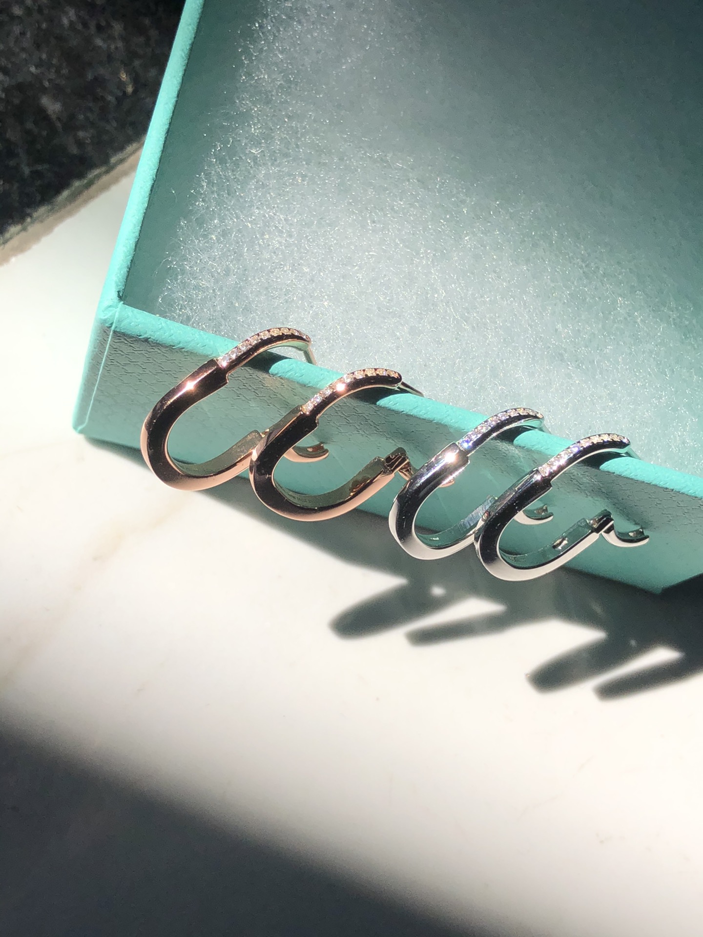 Lock Earrings with Diamonds