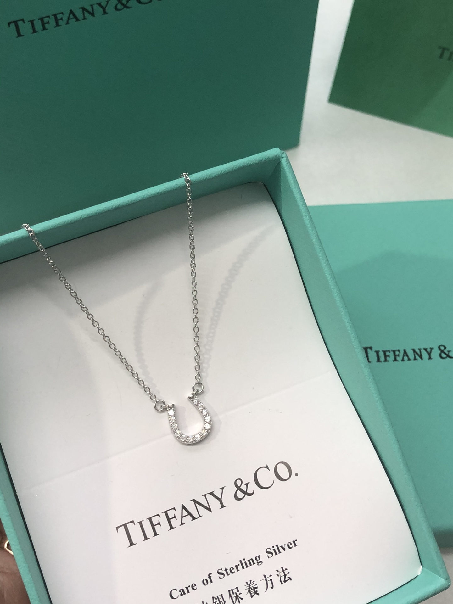 U Necklace with Diamonds