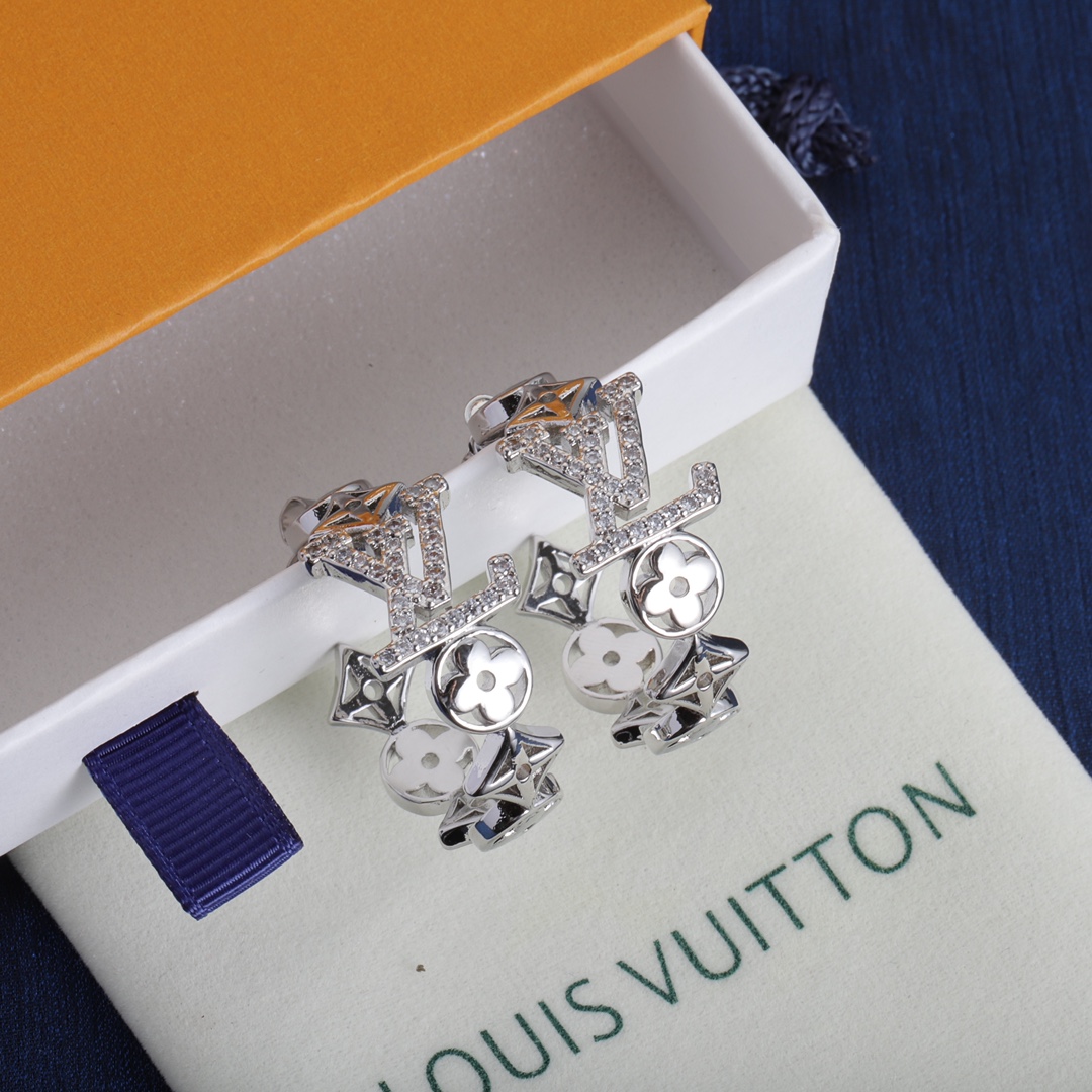 LV Word Flower Earrings with Diamonds