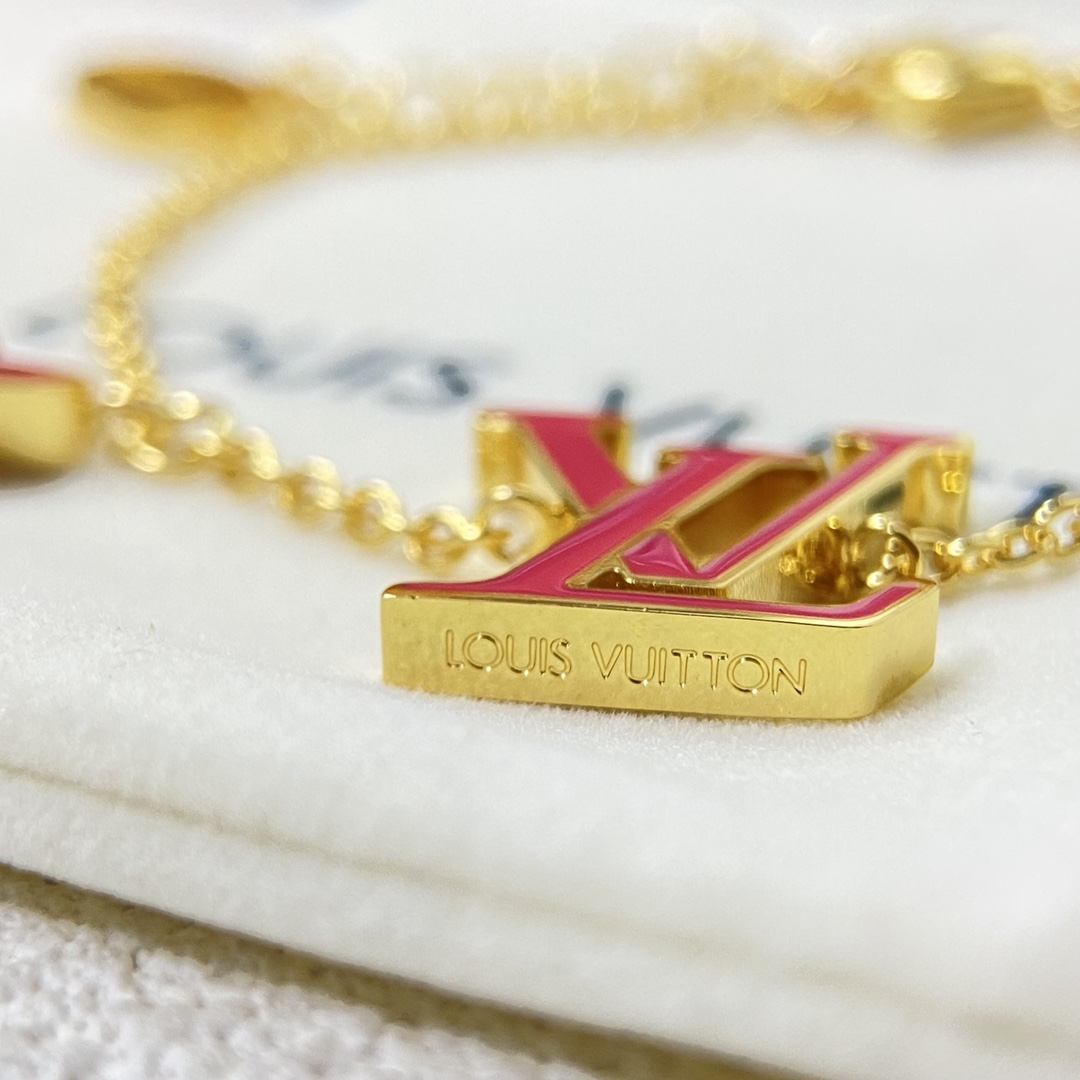 Red Enamel Letter Bracelet
